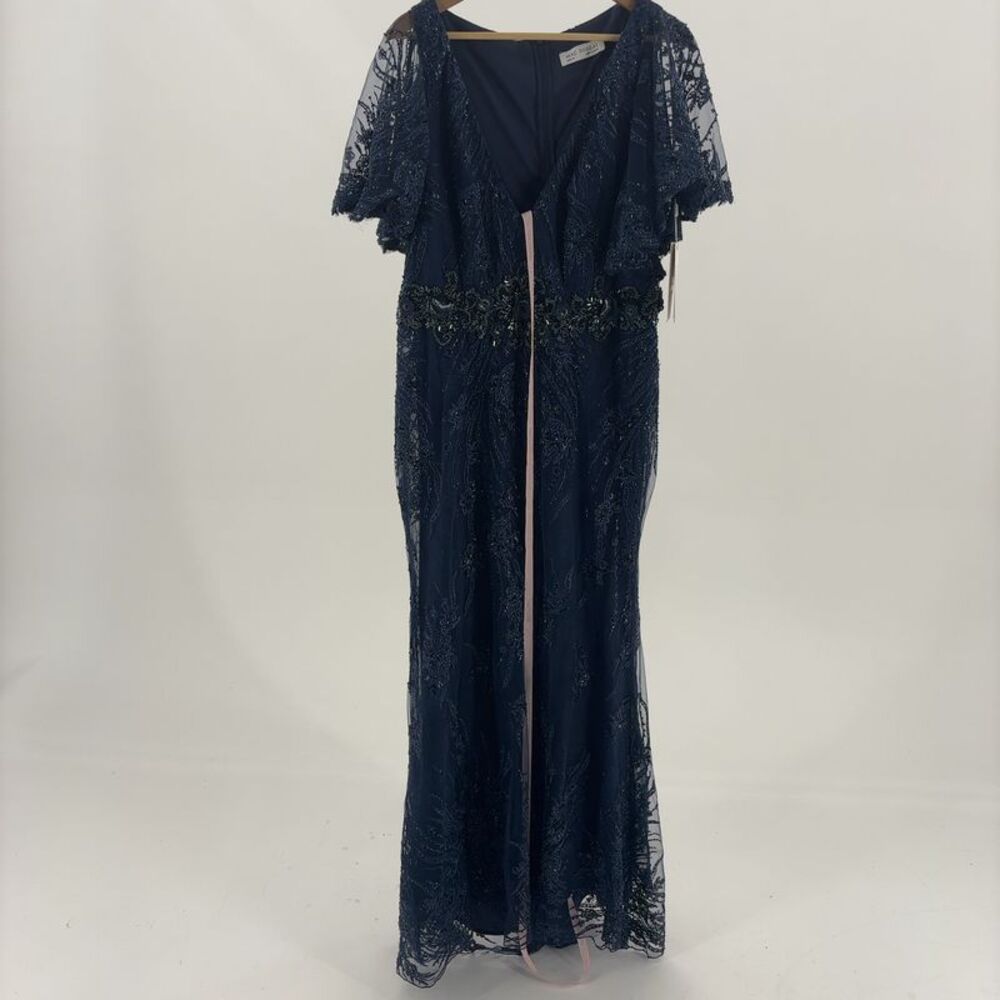 Mac Duggal Embellished Illusion Butterfly Sleeve A-Line Gown